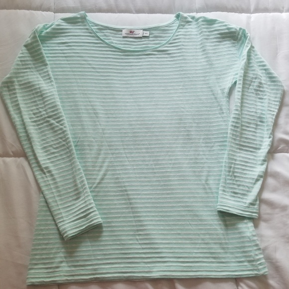 Vineyard Vines Tops - Vineyard Vines Aqua Blue White Striped Tee